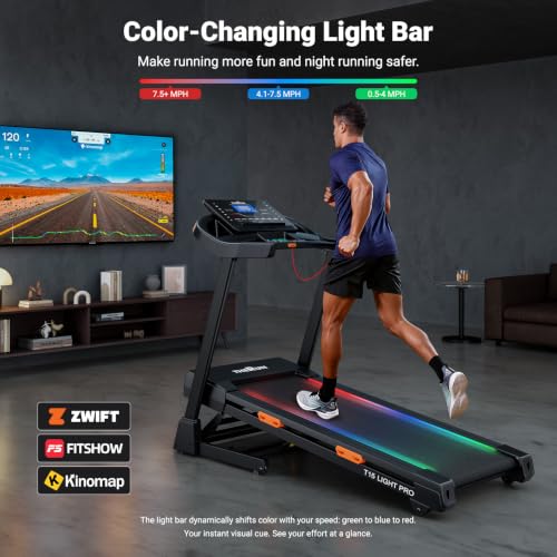 Image of THERUN 20% Auto Incline Treadmill, 12 MPH and 3.5 HP Motor, 55 inch x 20 inch Large Running Belt with Advanced Console, All-in-One Foldable Treadmills for Home with Incline for Intensive Workout