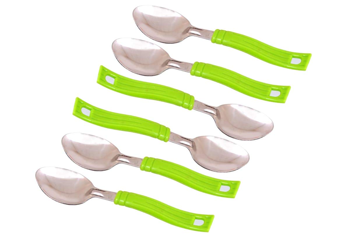Toxham Stainless Steel Table Spoon/Cutlery Spoon/Table Ware Set (Green, 12)