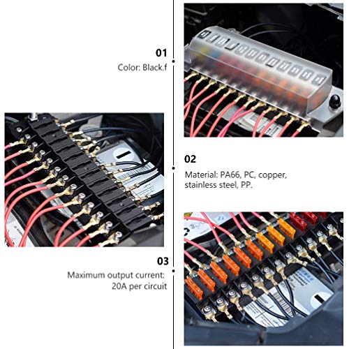 Wakauto Caixa de Fusíveis de Plástico para Carro Porta-Fusíveis de 12 Vias Com Fusíveis Duplos E Eti