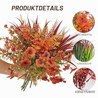 8Bündel Herbstblumen Künst kunstpflanze farn herbst 7Stile gem Kunstblume – Ansicht 3