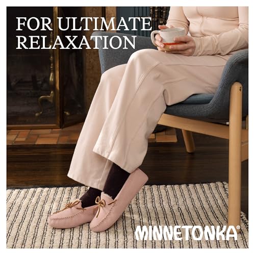 Minnetonka Women's Suede Soft Leather Sole Faux Fur Lined Slippers4