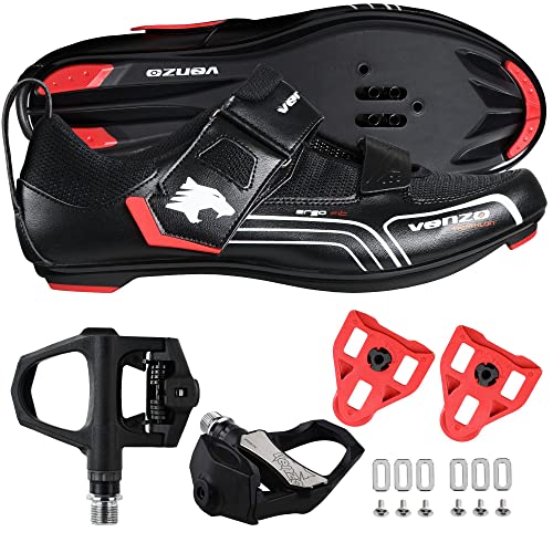 Venzo SH-NT01-49 Quality Men'S Bike Bicycle Road Cycling Triathlon Shoes With Clipless Sealed Bearing Look Delta Compatible Pedals & Cleats thumb #2
