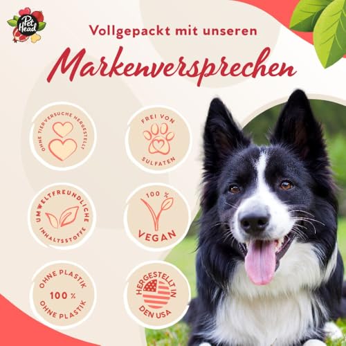 Pet Head Granatapfel-Hundeshampoo-Seife | Reinigung, Feuchtigkeit & Nährstoffe mit Kokosnussöl für weiches Glänzendes Fell | Tiergerecht | Natürliche Zutaten | Vegan | Ohne Parabene und Sulfate | 85g