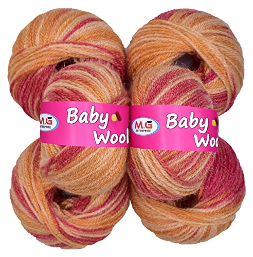 Image of M.G ENTERPRISE 100% Acrylic Wool M7 (Pack of 14) Baby Wool Wool Ball Hand Knitting Wool /Art Craft Soft Fingering Crochet Hook Yarn, Needle Knitting Yarn Thread Dyed L
