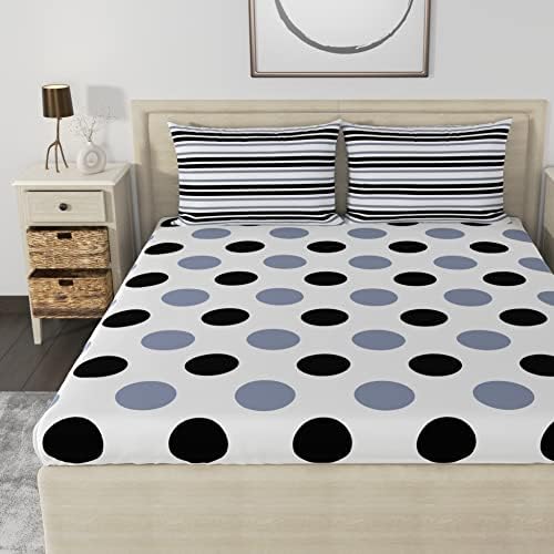 HUESLAND by Ahmedabad Cotton 186 TC Cotton Bedsheets for King Size Bed