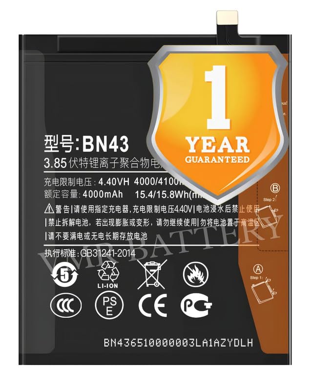 Image of Original BN43 Battery Compatible for Xiaomi Redmi Note 4 (2016100) - (4100mAh) - 1 Year Warranty K7