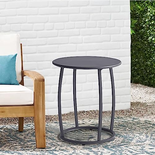Amazon.com: VICLLAX Outdoor Metal Round Side Table, Small Patio End ...