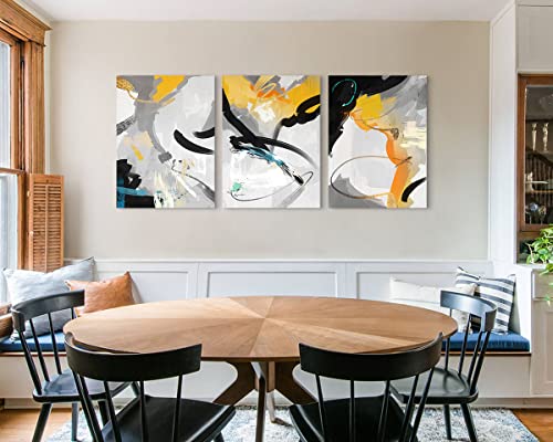 Lucifart Pictures For Bedroom Wall Decor Colorful Modern Painting For Living Room Black Gold Canvas Wall Art Contemporary Paintings Large For Wall Dining Room Office Room Decorations Set Of 3 Posters #TOP2