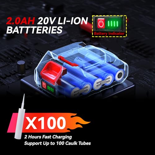 Cordless Caulking Gun Electric Sealant Gun - 4 Adjustable Speeds 300ML Drip-Free Caulk Guns 3 Cordless Caulking Gun Electric Sealant Gun - 4 Adjustable Speeds 300ML Drip-Free Caulk Guns - Image 3