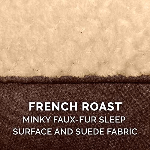Image of Furhaven Orthopedic Dog Bed for Large /Medium Dogs w / Pillow Cushion Top & Removable Washable Cover, For Dogs Up to 55 lbs - Minky Plush & Suede Pillow Top Mattress - French Roast, Large