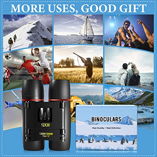 Wrnrn 12X30 Small Binoculars For Adults Kids, Large Eyepiece Compact Binocular With Clear Vision, Lightweight Mini Binoculars For Travel Opera Theater Hiking Bird Watching Football #TOP6