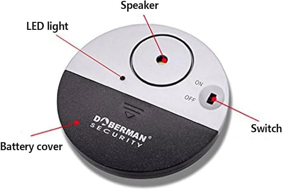 WER Doberman Security Slim Window Alarm, Loud 100dB Alarm and Vibration Sensors, Modern & Ultra-Thin, Design Compatible with Home, Office, Dorm Room or Even RV (4 Pack)