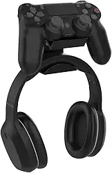 Suporte De Parede P/ 1 Controle Xbox One, Ps4, Ps3 E Headset (Preto)