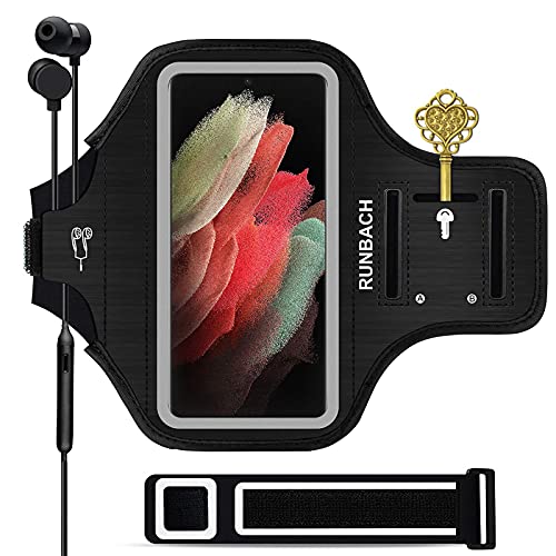 Runbach Water Resistant Running Armband for Samsung Galaxy S22 Ultra/S21+ 5G/S21 Ultra/S20 Ultra/Note 20 Ultra,Galaxy F62/M62/M51/M12/M02/A90/A71/A70/A42/A32/A21/A12/A02(Black)