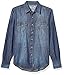 Wrangler Men's Retro Two Pocket Long Sleeve Snap Shirt, Blue Denim, XXL