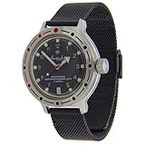 Gehäusedurchmesser: 39 mm. Vostok Amphibian Russische Automatik Taucheruhr Mesh schwarz #420270