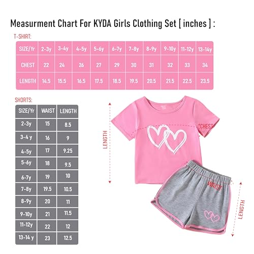 Image of KYDA KIDS Girls 100% Cotton Bio Washed Printed T-Shirt and Shorts Co-ords Clothing Set | Premium Soft & Breathable Summer Casual Comfort Outfit for Girls