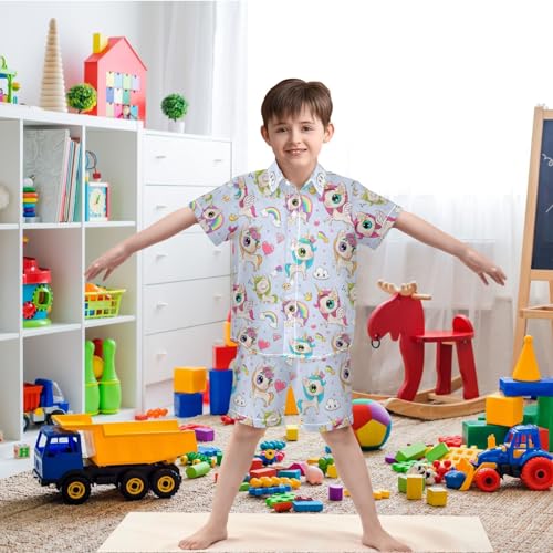 visesunny Funny Boy's 2 Pieces Shirt and Short Set Casual Shirts Short Sleeve Beach Shorts Summer Outfits for 3-10 Years Kids2