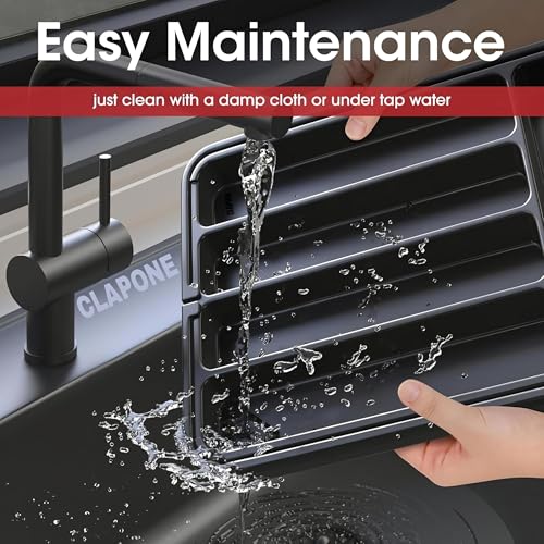 Image of CLAPONE Drawer Organizer Tray /Divider for Spoons Forks Knives Tableware /Kitchen Expandable Utensil Tray /Cutlery Silverware Flatware Holder /Adjustable Utensil Organizer (Premium Black, 1 Pieces)
