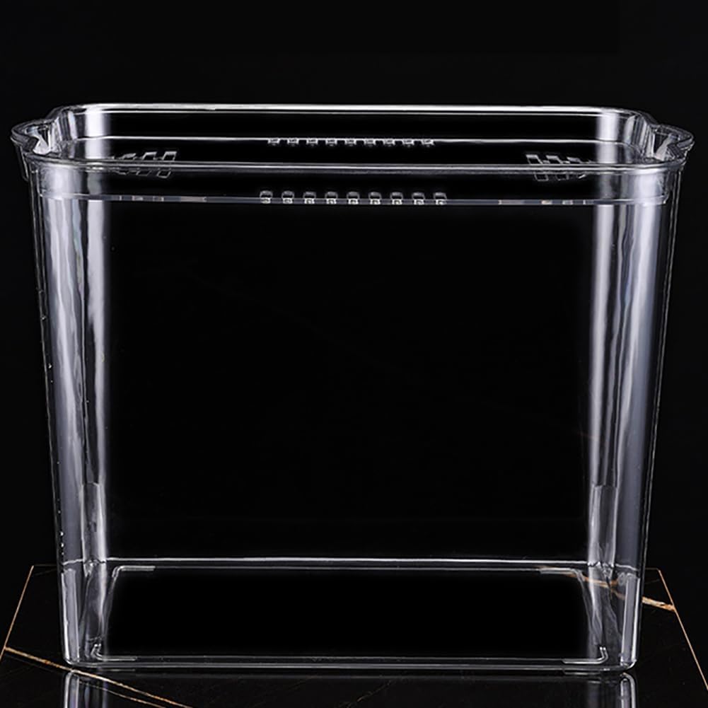 Plastic Aquarium, All Transparent Desktop Fish Tank, Office Betta Fish Tank with Lid, Small Fish Tank with Handles and Feeding Port, Modern Compact Tank for Tabletop Display,L
