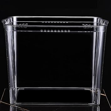 Plastic Aquarium, All Transparent Desktop Fish Tank, Office Betta Fish Tank with Lid, Small Fish Tank with Handles and Feeding Port, Modern Compact Tank for Tabletop Display,L