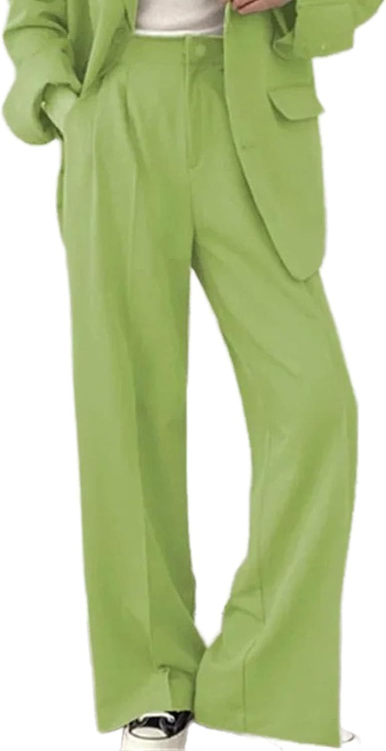 Women's Straight Leg Pants Slimming Wide Leg Suit Loose Long Trousers for Women
