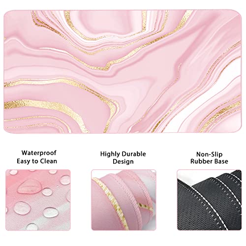 Keyboard Mouse Pad Set, Extended Mouse Pad+Keyboard Wrist Rest Support, Memory Foam Ergonomic Easy Typing, 3Pcs (35.4×15.7 in) Desk Pad Set for Home Office Study Game- Pink Gold - image 4