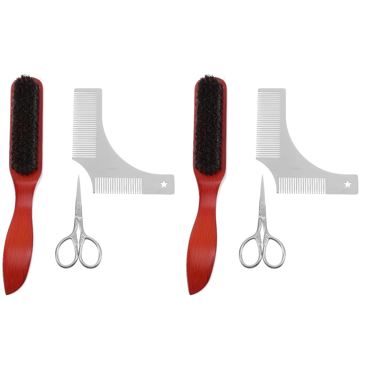 Baluue 2 Ensembles Peigne à Barbe Kit Barbe Portable Entretenir Et Tailler La Barbe Brosse à Barbe En Bois