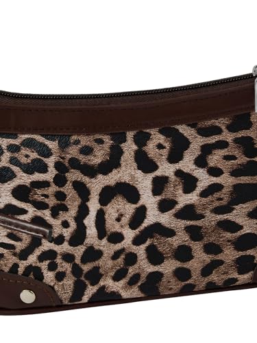 Image of QWINEE Women's Leopard Print Purse Y2k Cheetah Shoulder Bag Bow Studded Clutch Zipper Adjustable Strap Underarm Bag
