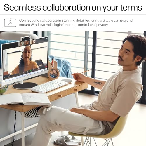 Image of HP 27 inch FHD All-in-One Touchscreen Desktop Computer, AMD Ryzen AI 7 350, AMD Radeon 860M Graphics, Business Desktop, 64GB DDR5 RAM | 2TB SSD, WiFi 6, Copilot AI, Win11 Pro w /KB & Mouse - White