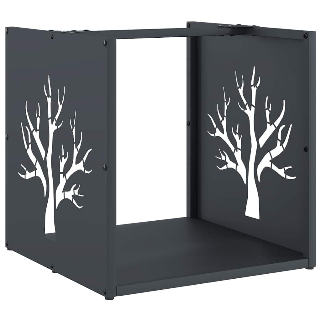 vidaXL firewood rack - cold-rolled steel log holder - 40x40x40 cm indoor storage - anthracite