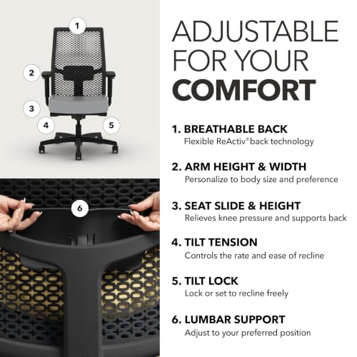 Image of HON Ignition 2.0 ReActiv Ergonomic Office Chair, Lumbar Support, Graphite