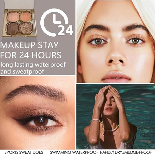 Eyeshadow Palette, Brown Glitter Eye Shadow Pallets for Women Nude Matte Shimmer Smokey Eye Shadows Makeup High Pigmented Long Lasting Eyeshadow Palettes - Image 8