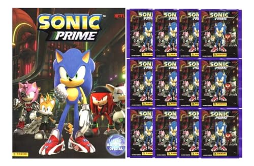 kit 1 Álbum Sonic Prime Oficial + 50 Figurinhas (10 Envelopes)