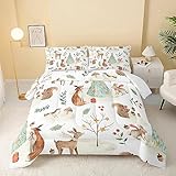 Picture of QOOMO Wild Animal Comforter Twin Size,Christmas Comforter Set for Kids Teens Girls Boys,3Pcs Bedding Set Printed Comforter with 2 Pillowcases,Down Alternative,Soft and Lightweight，Twin Size