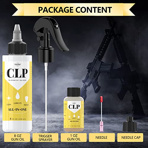 Gun Oil 8 Oz & 1 Oz Needle Oiler Gun Lubricant, Multi-Purpose Gun Cleaning Kit Protector, Clp Gun Cleaner And Lubricant, Gun Cleaning Kit With Oil And Cleaner - By Qucship #TOP6