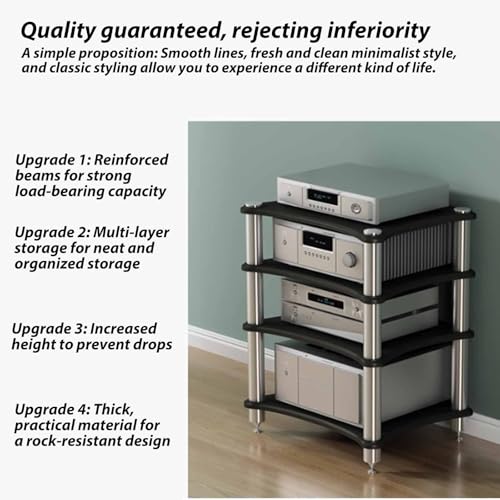 Soporte AV portátil negro de 4 niveles con patas ajustables para equipos 5
