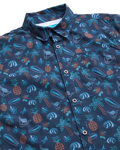 Image of Beach Bros. Boys Shorts Set - 3 Piece Button Down Hawaiian Shirt Swim Trunks & Bucket Hat - Boys Summer Shorts Outfit