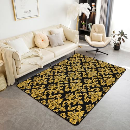 jejeloiu Gothic Damask Area Rug 3x5 Vintage Boho Floral Living