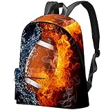 Canvas Rucksack American Football Ball Feuer Wasser Geschenke für Männer & Frauen, mehrfarbig
