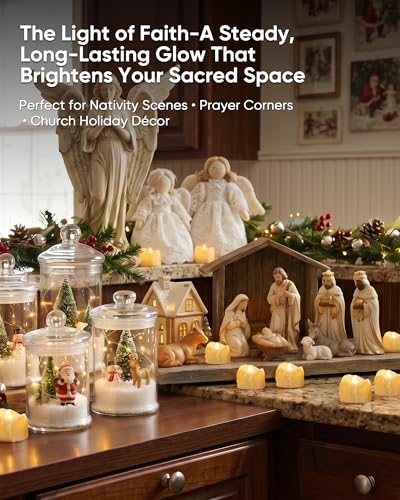 Image of Homemory 24Pcs Dripping Flameless LED Tea Lights, 1.58 inch x 1.2 inch Battery Operated Flickering Fake Candles, 200+ Hours Electric Votive Tealights for Wedding, Halloween, Christmas Centerpieces, Ivory Body