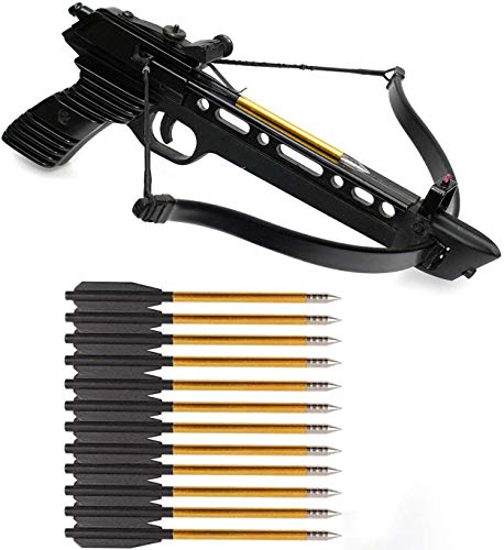DZGN Ballesta Pernos de Aluminio Ballesta Pernos Flechas 6,3 Pulgadas de Acero Consejos para la búsqueda Flechas, para 50-80lbs Mini Ballesta de Tiro con Arco Pistola Ballesta Flechas,60 Pack