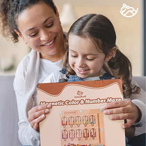 Woodtoe Magnetic Color and Number Maze, Montessori Wooden Magnet Puzzle Game Board for Toddlers, Learning & Education Toys for Preschoolers, Fine Motor Skills Toys for Boys Girls 3 4 5 Years Old 7 51epVT0bO+L. AC