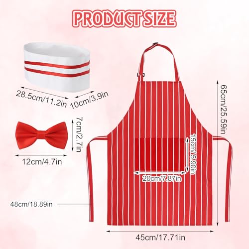 Disfraz Completo Kit Camarero 1950s con Delantal Rojo y Blanco miniatura 2