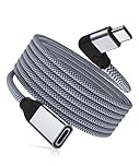 RUXELY Right Angle USB C Extension Cable 2M,90 Degree Type C 3.1 3.2 Gen2 10Gbps Female to Male Extender Cord,4K 60Hz L-Shaped USBC Thunderbolt 3 for MagSafe Charger,Galaxy S26,iPhone 17e,iPad Air 5 4
