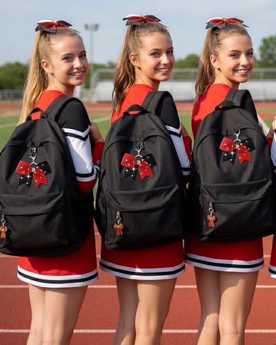Image of Tondiamo Cheer Bow Keychain Cheer Keychain with Rhinestones Cheerleader Keyrings for Team Gift Cheerleading Sports Accessory