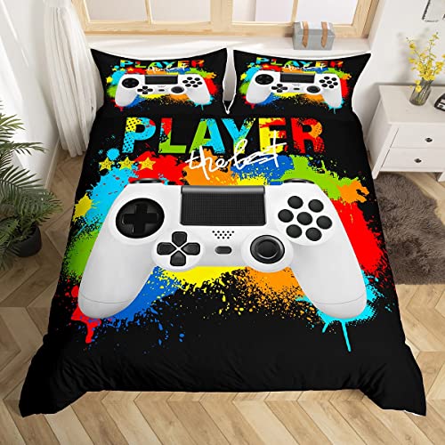 Juego de Ropa de Cama Infantil Gamer 135x200cm Juego de Funda Nórdica Decorativa Arcoiris Tie Dye 2 Piezas Multicolor 37a