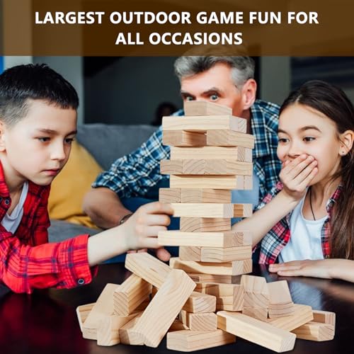 Aivalas X-Large Size Tumble Tower, Wooden Block Game with Scoreboard&Carrying Bag, Indoor Outdoor Backyard Game Stacking from 2.3FT to Over 5FT- 56 Pieces