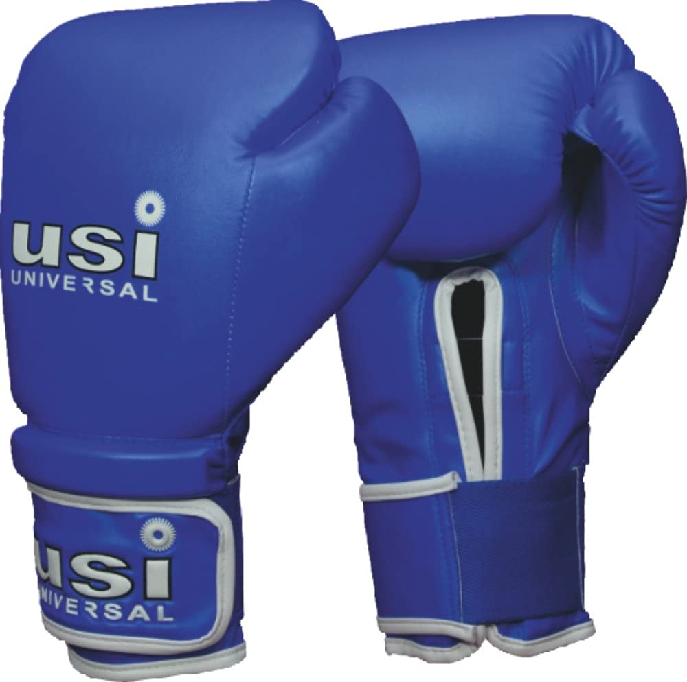 USI UNIVERSAL 612 Reliance Boxing Gloves, Punching Bag Gloves for Boxing, Kickboxing, Muay Thai, MMA, Durable Pu Material, Elasticated Hook & Loop Wrist Closure, Foam Padding (Size 12oz, Blue)