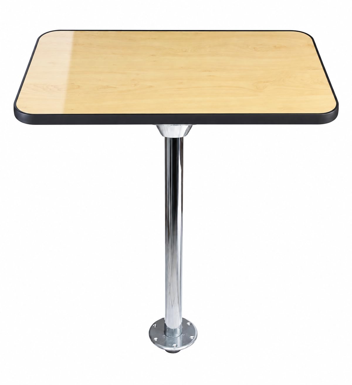 SVAGO Caravan Table Leg Kit Floor Mounted Island System – Campervan Motorhome Pedestal Leg with Top, RV Boat Furniture Set 700mm Chrome (Maple Top + Black Trim)